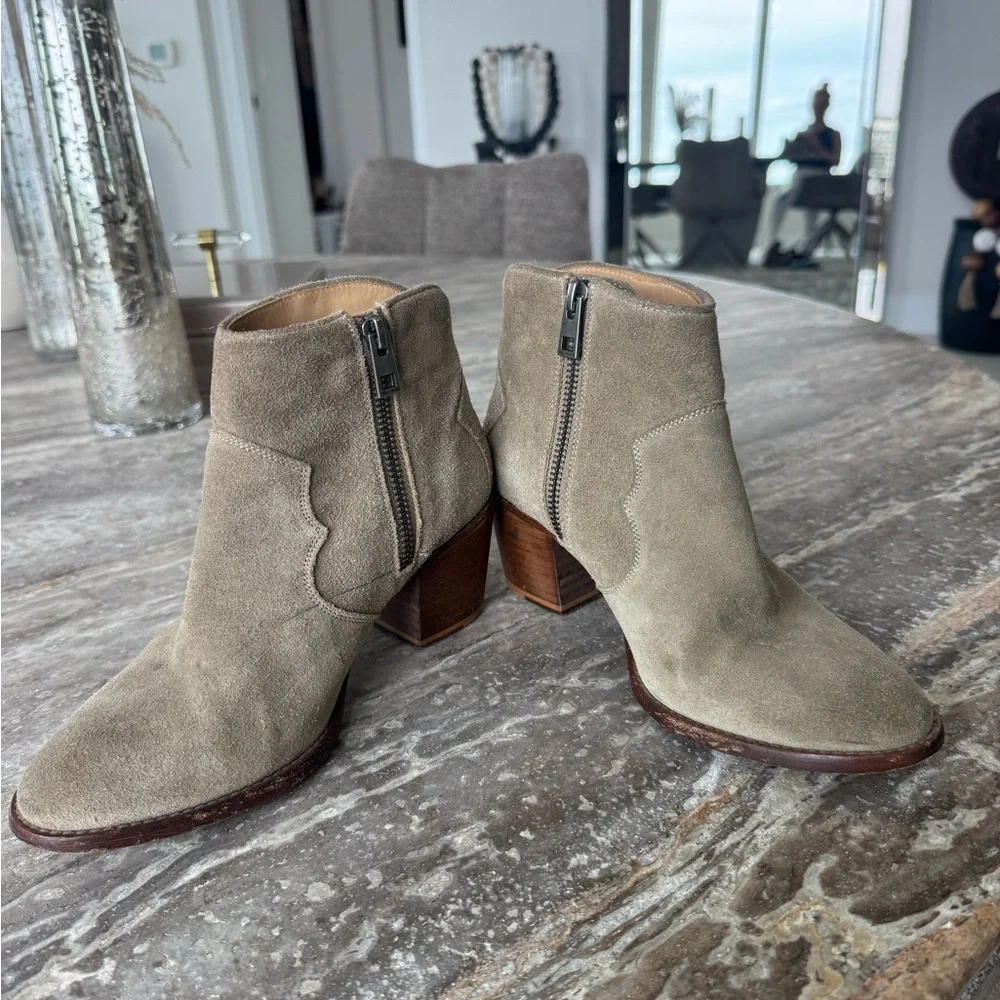 Zadig & Voltaire Taupe Suede Ankle Boots - Picture 1 of 6